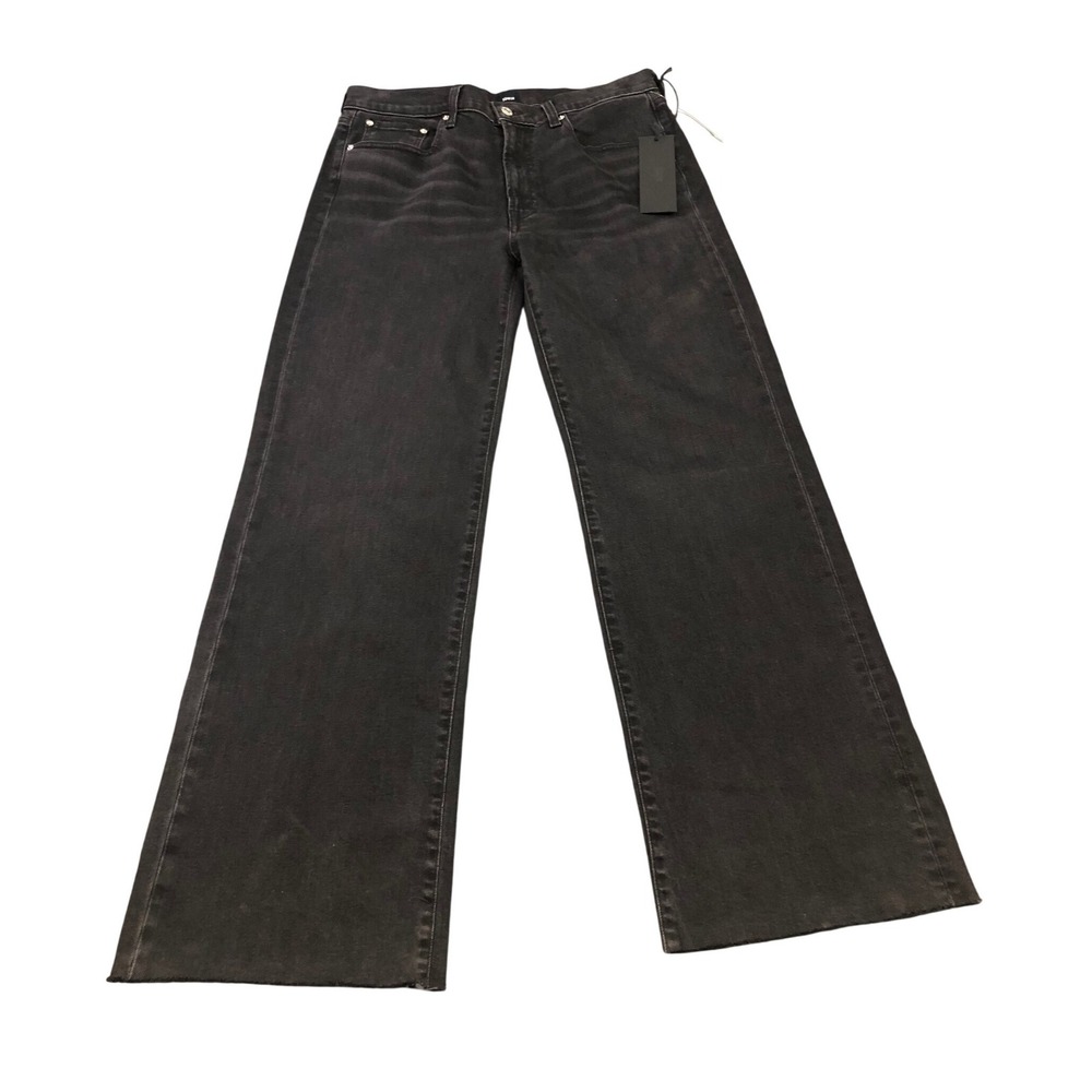 NEW Anthropologie Edwin Marli Raw Hem Jeans 30 Fog‎ Black High Rise Wide Leg